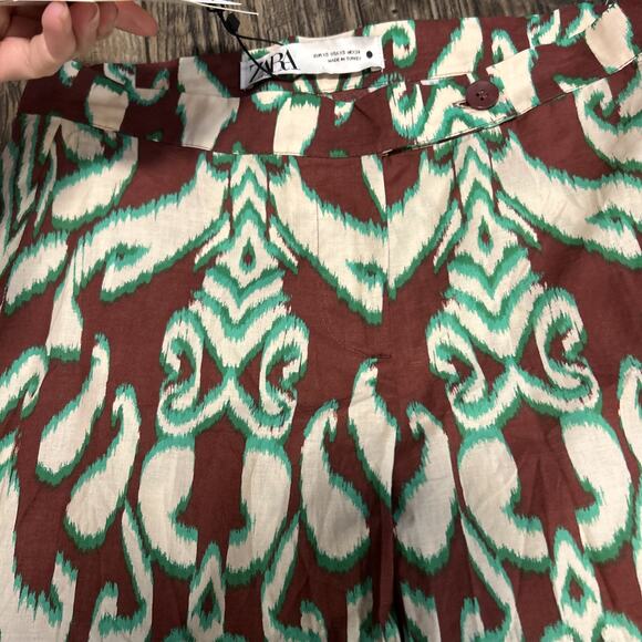 Zara Ikat Print Pants Women’s XS Straight Wide Leg Lightweight Resort - Picture 3 of 6